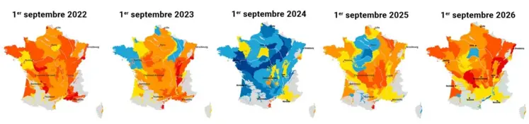 Évolution de la situation des nappes phréatiques de septembre 2022 à septembre 2026.