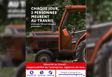 L'affiche de la campagne sécurité au travail montrant un tracteur
