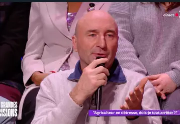 L'agriculteur Bruno Cardot sur le plateau télé de l'émission "Nos grandes décisions" sur France 2 mercredi 21 février 2024.