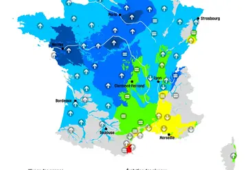 Carte de France hexagonale de la situation des nappes d'eau souterraine au 1er février 2025, par le BRGM.