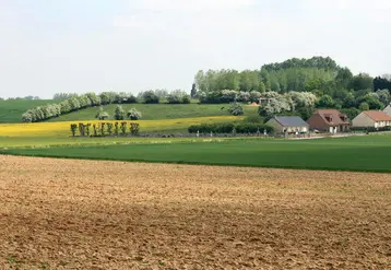 Terres agricoles avec un village  