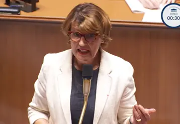 La ministre française de l’Agriculture Annie Genevard à l'Assemblée nationale lors de questions au gouvernement le 8 juillet. 