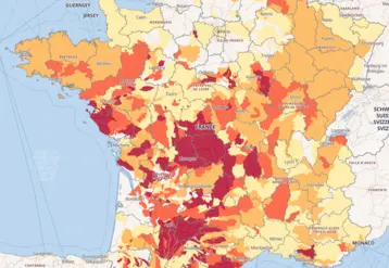 Carte de l'état des eaux superficielles en France au 14 août 2025.