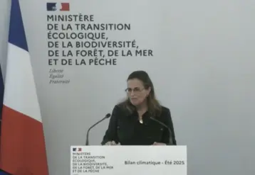 une femme derrière un pupitre devant un micro