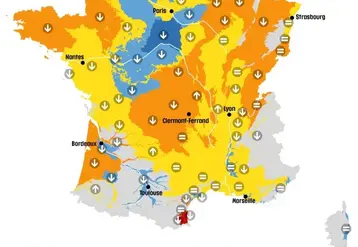 Carte de France hexagonale de la situation des nappes d'eau souterraine au 15 septembre 2025.