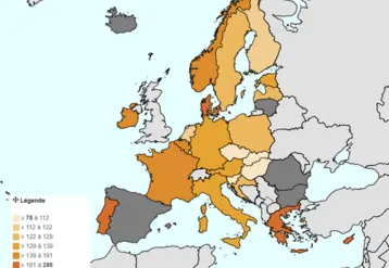 Carte de l’Union européenne de la production des déchets alimentaires en 2023. 