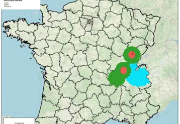 Carte des zones réglementées en lien avec la DNC au 30 octobre 2025