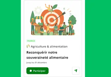 Capture d'écran de la plateforme Agora qui propose une consultation sur la souveraineté alimentaire.