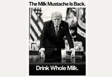 Donald Trump fait la promotion du lait entier sur les réseaux sociaux avec une moustache blanche !
