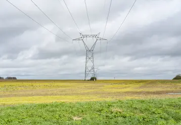 pylone électique dans des champs