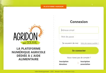 page d'accueil de la plateforme numérique Agridon