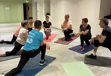 Un groupe du programme Agrisport, en séance d'activité sportive adaptée en Franche-Comté.