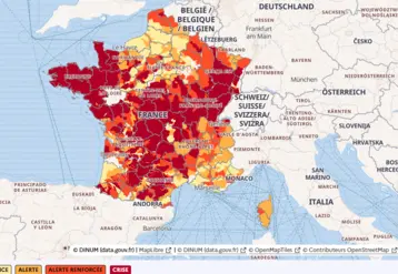 Carte de la situation de la sécheresse en France