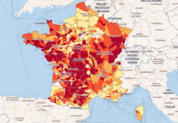 Carte de la situation des restrictions concernant les eaux superficielles en France au 4 août 2026