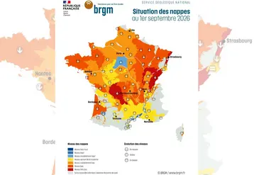 Carte de la situation des nappes au 1er septembre 2026.