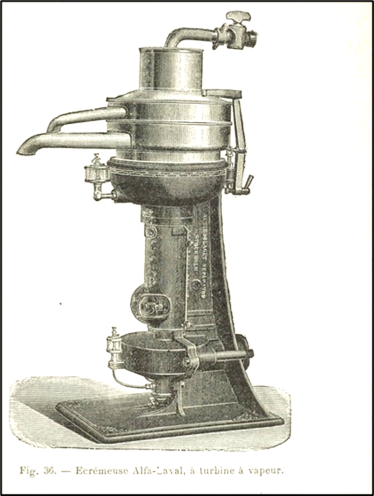 (photo en rond) L'écrémeuse, dont l'arrivée a permis l'industrialisation de la fabrication du beurre.(Source : Journal d’Agriculture pratique 1908)
