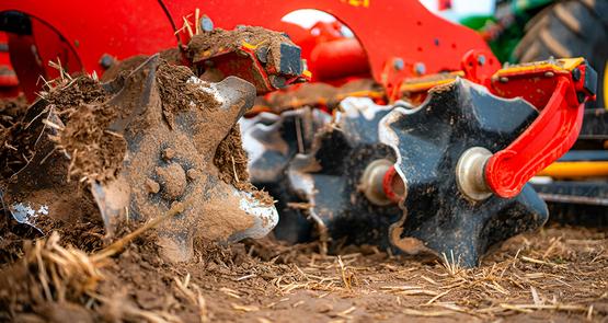 Les disques gaufrés CrossCutter brassent la terre en latéral et favorisent l’incorporation de la matière organique en surface. 
