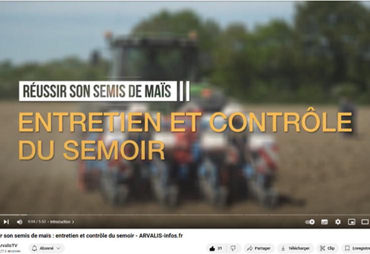 Cette vidéo disponible sur YouTube rappelle les fondamentaux : "Réussir son semis de maïs : entretien et contrôle du semoir - ARVALIS-infos.fr".