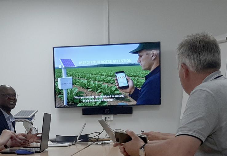 Benjamin Mendou a présenté sa solution de pilotage de la fertilisation à la FDSEA de la Somme, lundi 15 juin.