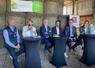 De gauche à droite : Olivier Malaval, responsable développement de l'agriculture au Crédit Agricole Normandie Seine ; Laurence Sellos, présidente d'Avi'Normandie ; Bruno Mousset, directeur général du pôle amont du groupe LDC ; Yannick Bessin, président de la Société normande d'ovoproduits ; David Cassin, directeur communication et affaires publiques chez Sanders et François Bloc, directeur des Éleveurs de la Charentonne.
