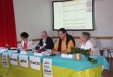 De g. à d. : Hélène Méline, salariée, Jean-Joseph Roussignol, président de l'association, Jean-Luc Duclos, trésorier, et Sophie Adam, vice-présidente.