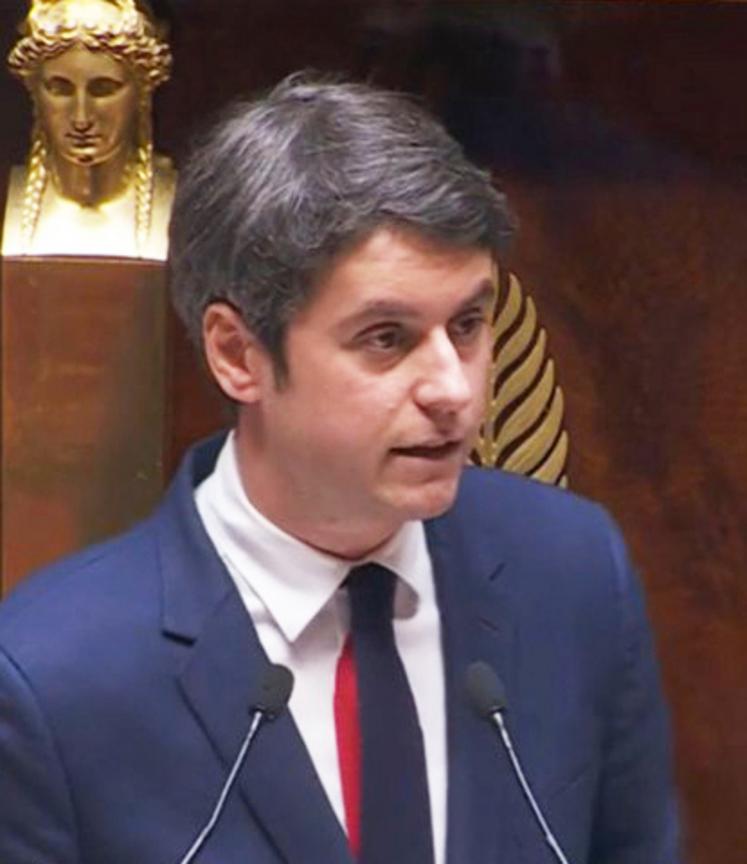 Gabriel Attal lors de discours à l'Assemblée nationale.