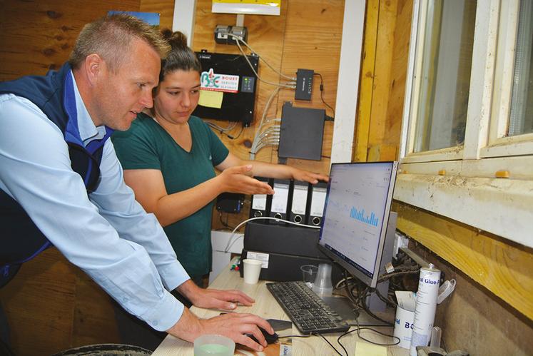 Un responsable commercial de chez DeLaval France explique à Louise comment fonctionne le portail DeLaval Plus. L’ensemble des données recueillies en provenance du système de traite et des capteurs DeLaval font l’objet d’un traitement secondaire grâce à l’intelligence artificielle, qui va révéler des informations croisées permettant d’affiner l‘état sanitaire prédictif de chacune des vaches et d’identifier précocement les vaches potentiellement malades. Les données sont compilées sous forme de liste avec les
