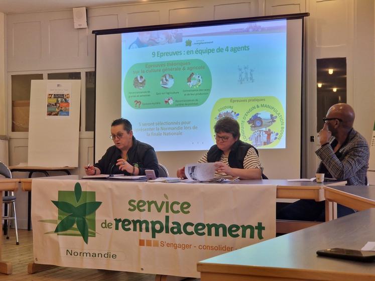 De g. à d. : Anita Duboust (élue SR de l'Orne), Clotilde Hareau (élue SR du Calvados) et Saïdi Lawal (directeur du lycée agricole Le Robillard).