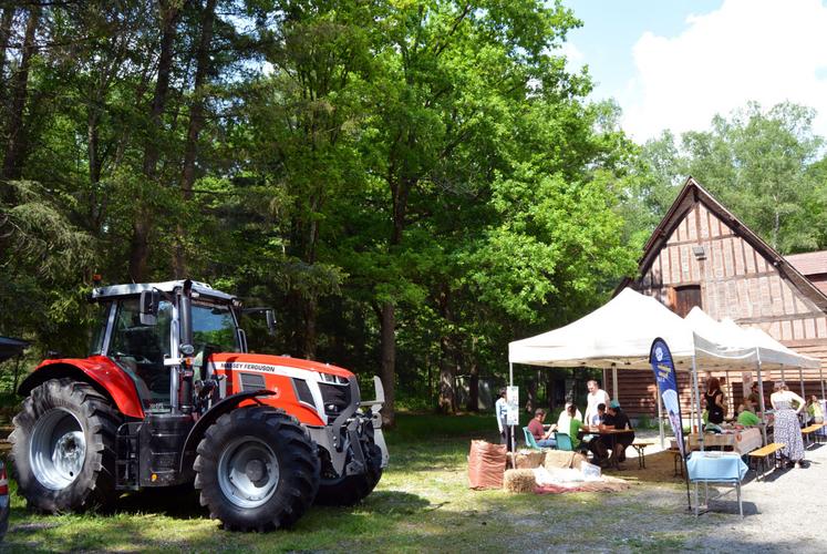 Le tracteur Massey Ferguson, prêté spécialement pour l'occasion par l'ETS Forestier-Leblond, a été l'une des animations les plus remarquées du marché.