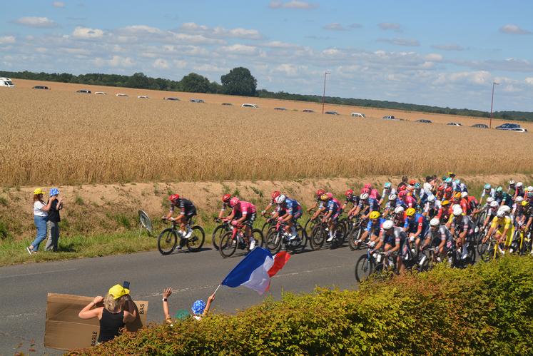 Le peloton à une quarantaine de kilomètres de l’arrivée.