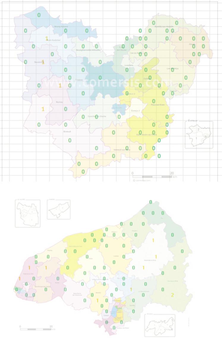 Cartes des élevages avec au moins un animal positif au 28 juillet 2025.