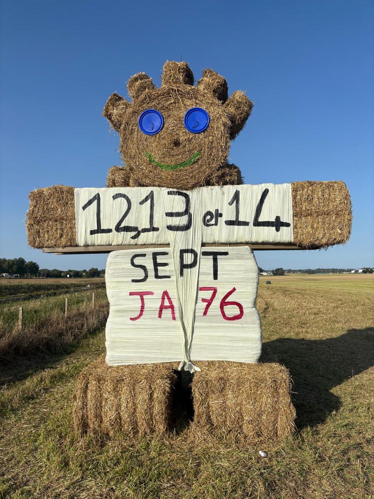 Conçue par les JA de Seine-Maritime, une première structure informe les automobilistes des dates des Terres de Jim.