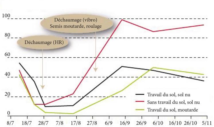 Figure 1 : Impact du travail du sol sur les limaces grises.