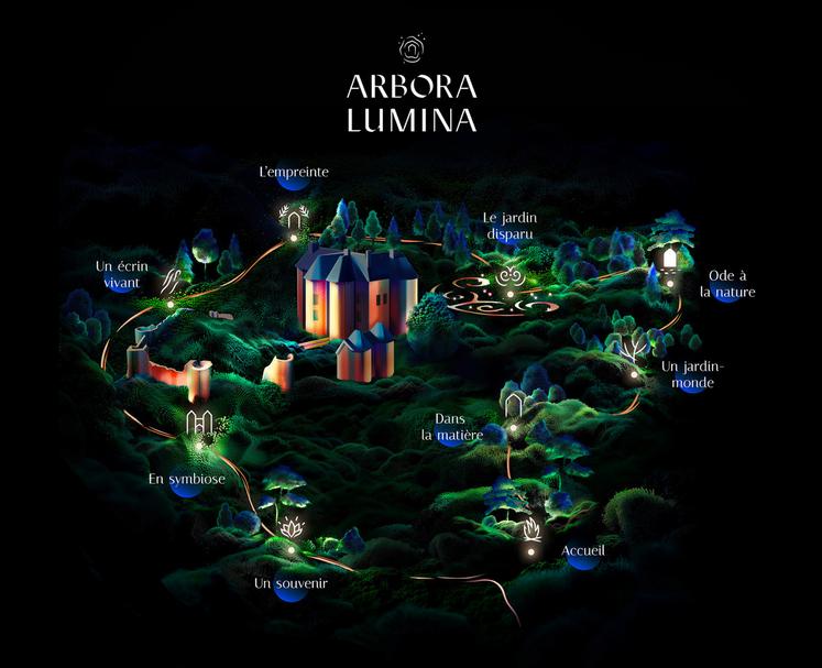 Carte du parcours d'Arbora Lumina. 