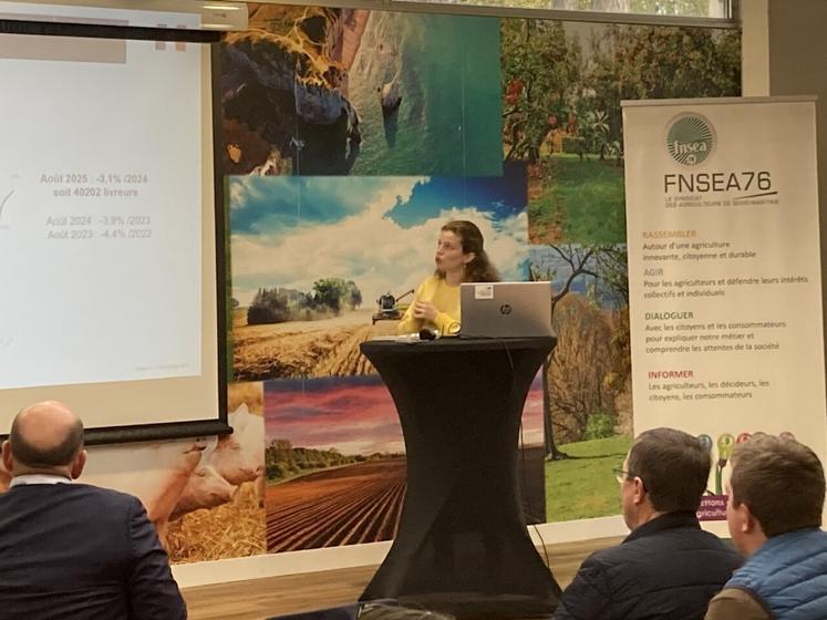 Alix Jeanneney, chargée de projet économie au sein du Cniel, a présenté la conjoncture laitière.