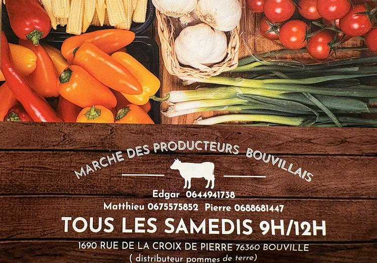 Pierre Verhall est présent sur le marché des producteurs bouvillais, tous les samedis matin, sur l’exploitation.