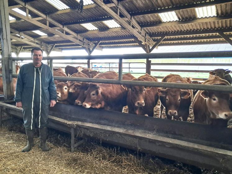 Fort d'une longue expérience professionnelle, Vincent Touzé est naisseur avec 80 vêlages d'hiver en race limousine et engraissement des femelles pour une valorisation en filière Label rouge.