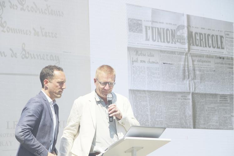Bruno Mauduyt, directeur général, et Samuel Crèvecœur, président de la section légumes de NatUp. L'Union agricole, qui a plus de 80 ans d'existence, faisait mention dans son numéro de l'époque de la création de Lunor.
