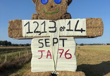 Conçue par les JA de Seine-Maritime, une première structure informe les automobilistes des dates des Terres de Jim.