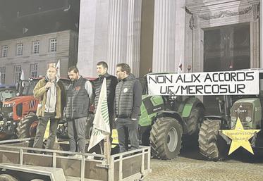 De g. à d. : Bruno Ledru, président de la FNSEA 76, Jérôme Malandain, président de JA 76, Romain Loiseau, président de JA 27, Amaury Levesque, président de la FNSEA 27.