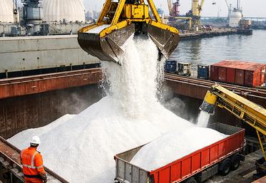 Déchargement d'ammonitrate par cargo.