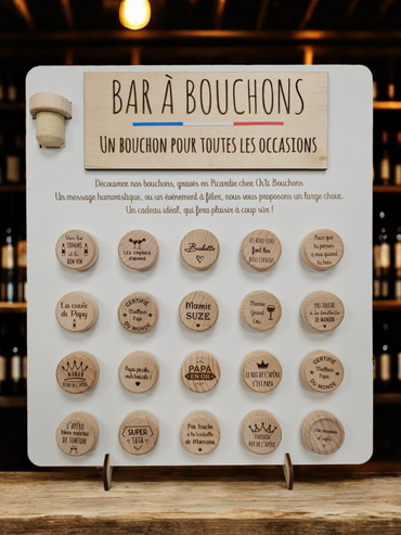 <em class="placeholder">Les Chti bouchons sont présentés sur des bars à bouchons fabriqués « maison » et offerts à la première commande.</em>