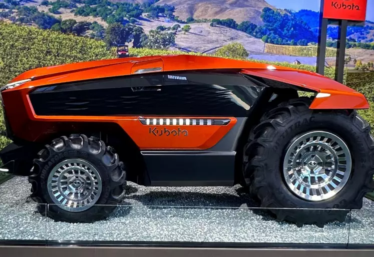 uKubota dévoile au CES 2024 à Las Vegas un concept de tracteur vignes et vergers robotisé électrique. 