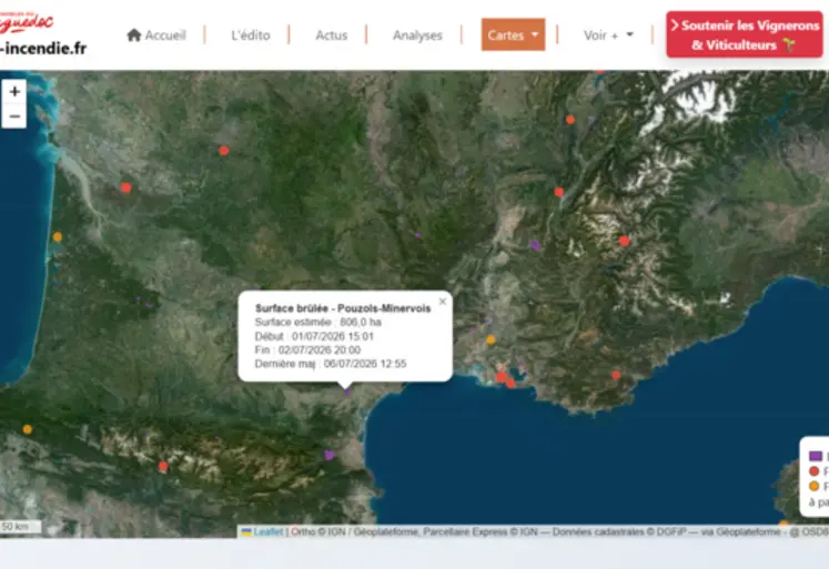 <em class="placeholder">carte des emprises d'incendies 2026 sur le site Viti-incendie</em>