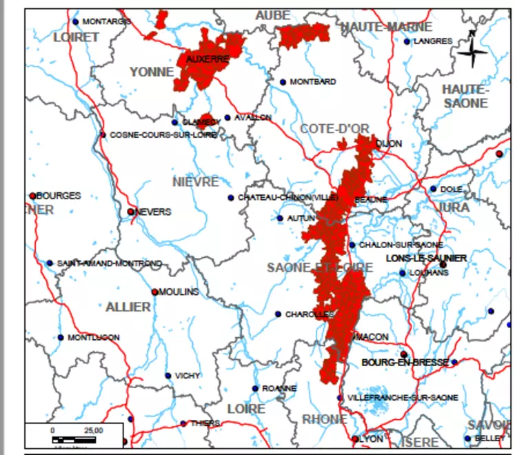 carte INAO appellation Bourgogne