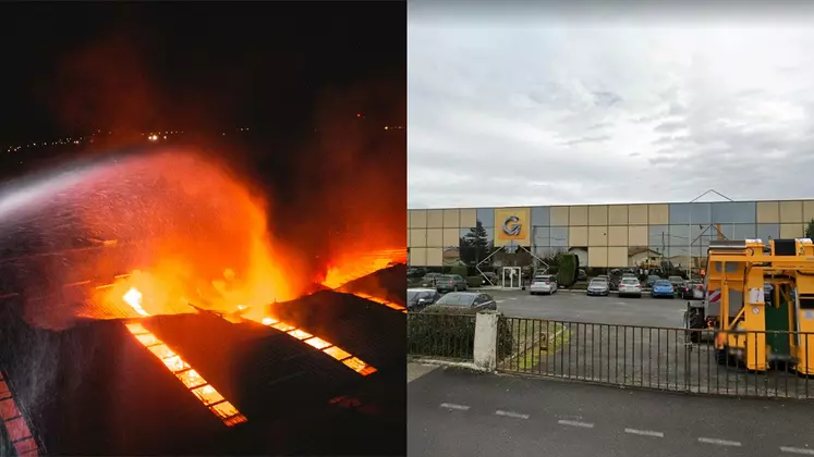 L'incendie a percé le toit d'un des ateliers de Grégoire à Châteaubernard.