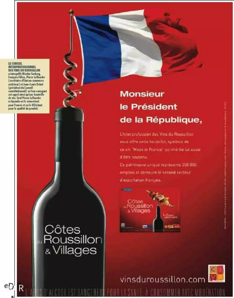 Le conseil interprofessionnel des vins du Roussillon a interpellé des membres du gouvernement en leur envoyant cet appel, ainsi qu'une bouteille de vin.