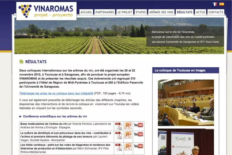 Actes et résultats du colloque Vinaromas, présentations Powerpoint et vidéos sont disponibles en ligne sur le site du projet