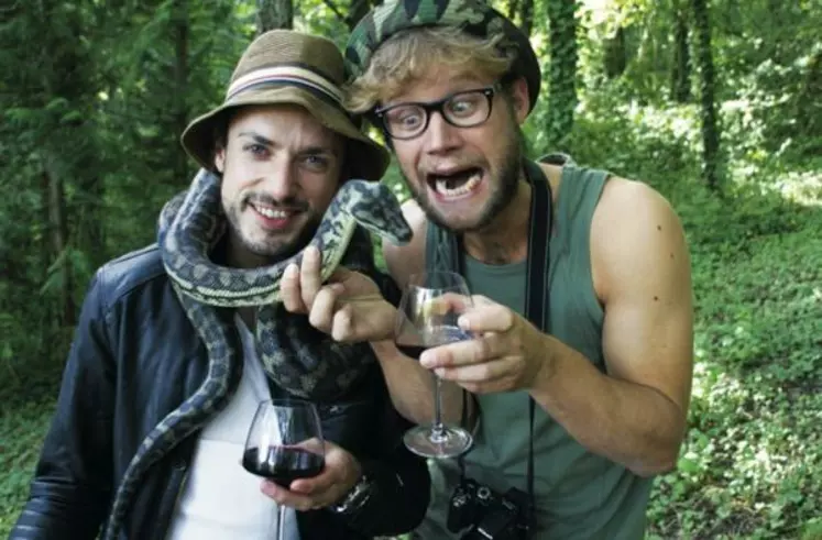 À l'origine du projet Wine Explorers, Jean-Baptiste Ancelot 
(à gauche) et son acolyte photographe, Ludovic Pollet.