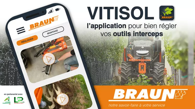 Trois conseillers machinisme dispensent leurs préconisations de réglage des outils de travail du sol sur la nouvelle application Vitisol by Braun.